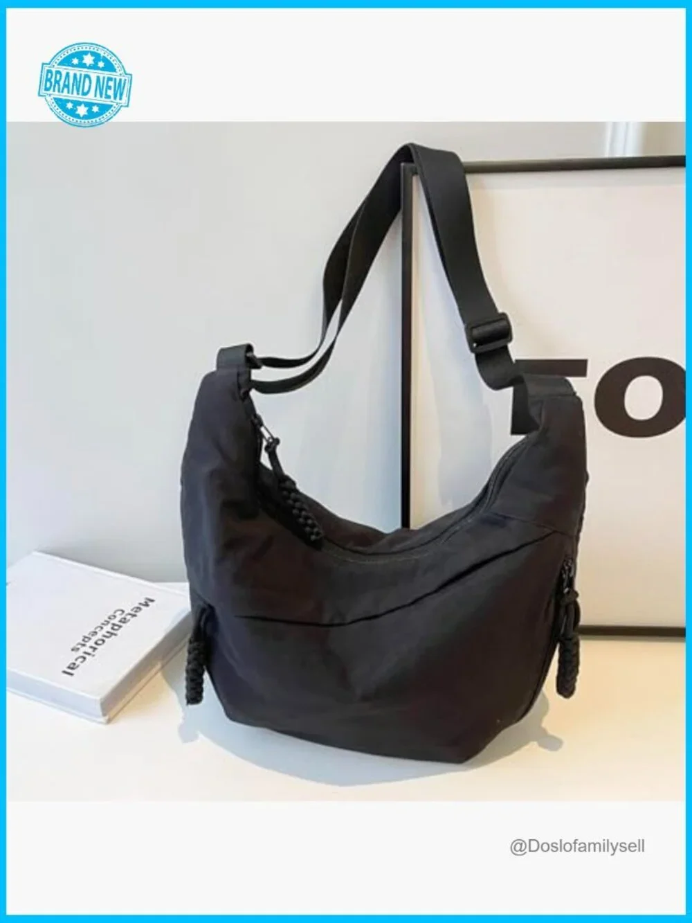 Nylon Crescent Crossbody Bag Slouchy Sling Hobo Shoulder Handbag Purse